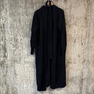 NAKED CASHMERE Women's Hooded Long Cardigan Size XL In Black